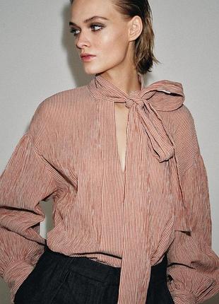 Полосатая рубашка с завязками zara