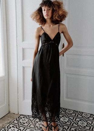 Сукня міді із вишивкою zara