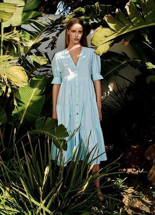 Ніжна м’ятно-блакитна сукня mіdi від zara р. л