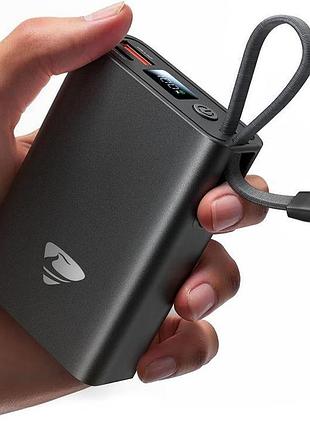 Повербанк aioneus 35 вт із швидкою зарядкою, 10000 маг, із вбудованим кабелем usb c, для iphone 17/17 air/17 pro/17 pro