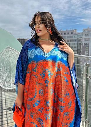 Розкішна шовкова довга сукня-туніка plus size