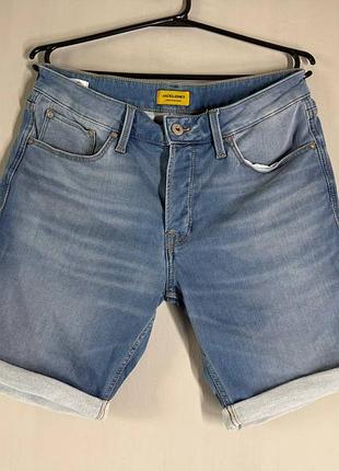 Стильні чоловічі джинсові шорти jack & jones jeans intelligence (блакитні / світлий денім)