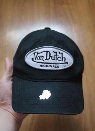 Унісекс кепка чорна бавовняна бейсболка von dutch з фірмовою вишитою овальною нашивкою-логотипом