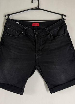 Стильні чоловічі чорні джинсові шорти jack & jones jeans intelligence (чорний денім)