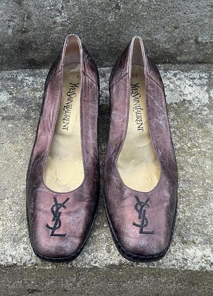 Вінтажні шкіряні туфлі yves saint laurent на танкетці