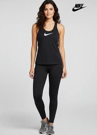 Оригинальная женская спортивная майка nike pro размер s черная найк для зала бега фитнеса  тренировочная про футболка тениска цент лого беговая с a1