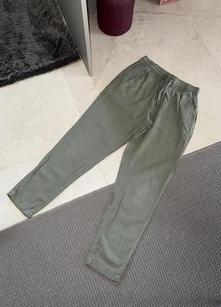 Прямі широкі брюки штани лляні льон льону прямые широкие штаны льняные льна лен
