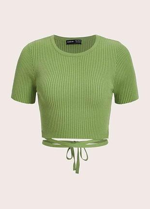 Футболка топ на завʼязках внизу хакі new fashion