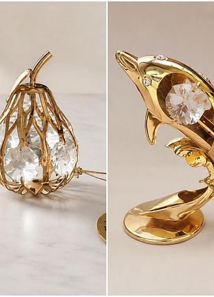 Декоративна фігурка з позолотою 24 карати та гранованими кристалами spectra swarovski виконана брендом crystal temptations