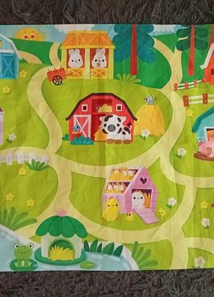 Развивающий игровой коврик, полотно, ткань baby go «весёлая ферма» с ярким текстильным дизайном