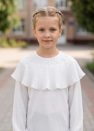 Блуза шкільна , біла “mevis” 070830 128см. 134см. 140см.