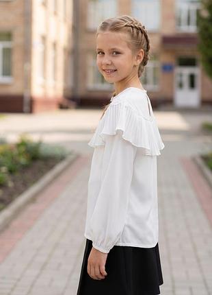 Блуза шкільна , біла “mevis” 070830 128см. 134см. 140см. 3