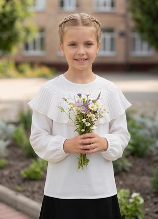 Блуза шкільна , біла “mevis” 070830 128см. 134см. 140см. 2