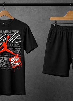 Чоловічий літній комплект футболка і шорти jordan flight 23 знижка ❌❌❌ ціна всього 1499 грн розміри s-xxl бавовна