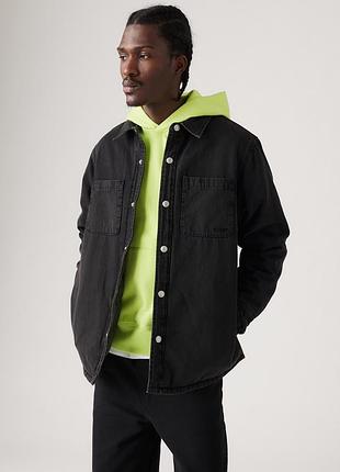 Мужская утепленная рубашка-куртка levi’s bryant padded reversible overshirt a85530002 - двусторонняя, черный деним. оригинал.