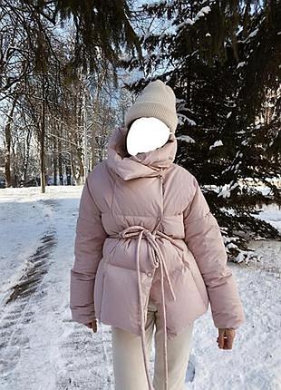 Пуховик жіночий katsurina рожевий пудровий, розмір s
