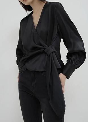 Шовкова блуза на запах zara