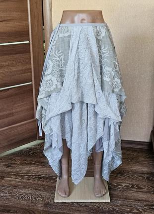Асимметричная кружевная юбка bb blue studio в стиле boho / fairycore / dark mori размер s