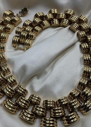 Роскошный массивный чокер igc jewelry Ausa 1980ти позолота тяжелый 320г
