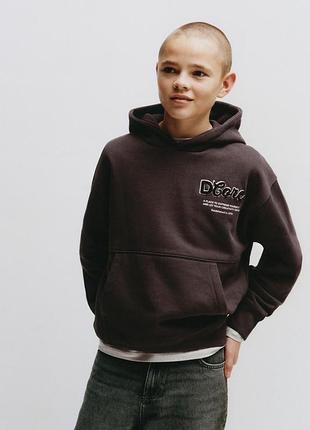 Коричневая теплая толстовка zara кофта худи мальчишку 122, 6-7