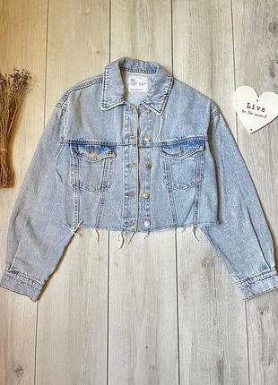 Куртка блакитна жіноча  джинсова denim co укорочена s-m