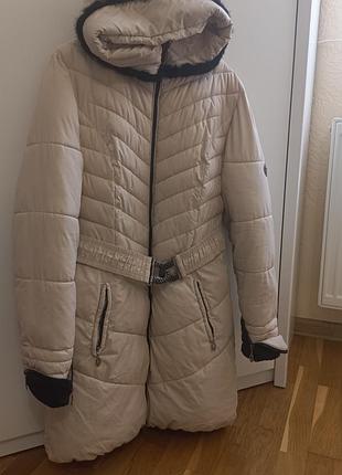 Зимовий жіночий пуховик пальто kemia (xxl), теплий довгий куртка з капюшоном