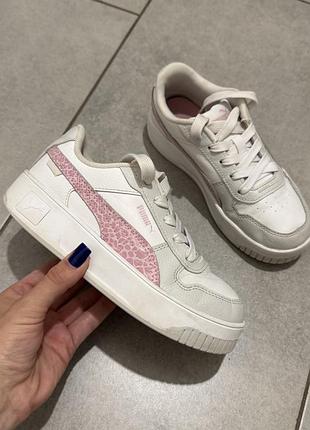 Puma carina street kids білі кросівки з рожевим formstrip, eu 32 / 19 см