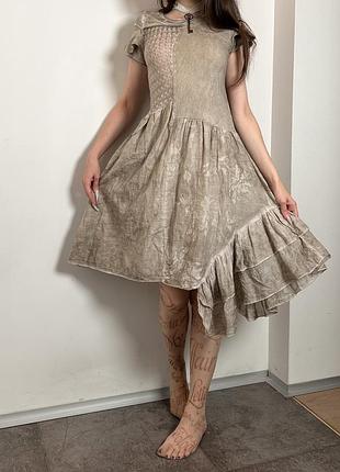 Незвична вінтажна коричнева сукня плаття elisa cavaletti made in italy vintage retro