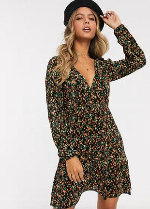 Красивое цветочное лёгкое платье плиссе asos