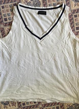 Майка sergio tacchini біла з v-вирізом, розмір 2xl