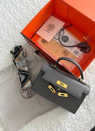 Сумка hermes kelly сіра