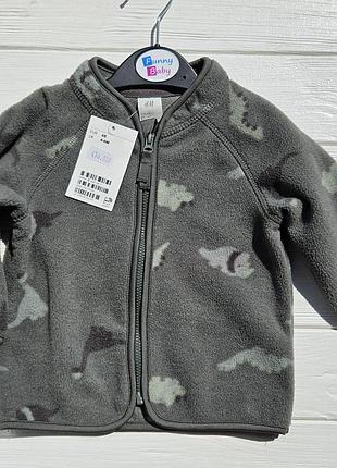 Фліска для малюків. 68 та 74 см. h&m. колір хакі, принт динозаври.