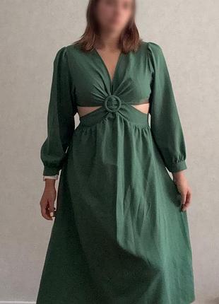 Сукня жіноча міді зелена boohoo