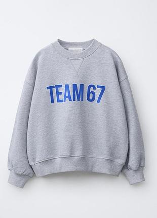 Zara новый с биркой популярный трендовый свитшот с принтом 67 six-seven