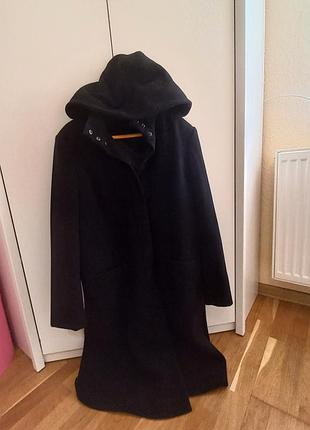 Шерстое черное пальто с капюшоном nl collection (размер 14 / l-xl), туреченица