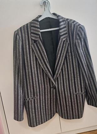 Винтажный шерстяной пиджак cori (gft, italy) в серебряную полоску, р. 46 (m-l) / состав: 100% шерсть
