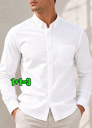 😉1+1=3 базовая белая мужская рубашка оксфорд primark, размер 42 - 44