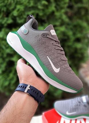 Мужские кроссовки nike reactx infinity run 4 road серые с зеленым