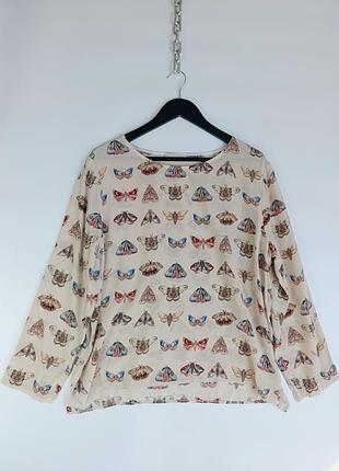 Шовкова блуза sandro x max mara silk/кофта з принтом метелики/made in italy/з шовку/шовк/преміум/принт/лонг/лонгслів шовковий/