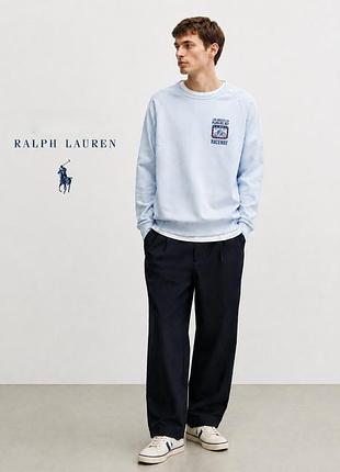 Голубой мужской свитшот denim &amp; supply ralph lauren с винтажным принтом