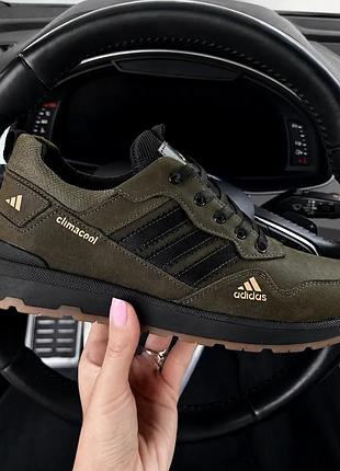 Чоловічі шкіряні кросівки adidas natural motion green хакі