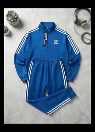 Спортивний костюм жіночий adidas синій з білими смужками m-l