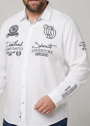 Мужская белая рубашка regular fit от бренда camp david, рубашка с длинными рукавами/6