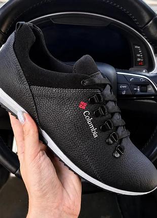 Мужские кожаные кроссовки columbia elmir black
