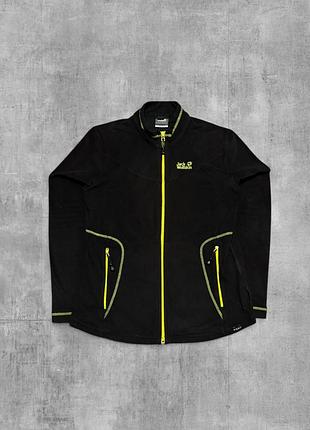 Фліс jack wolfskin оригінал чорна кофта джек вольфскін флісова куртка олімпійка на замку зіпка