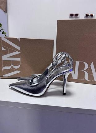 Туфлі zara срібні металізовані