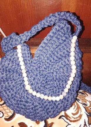 В'язана сумочка-ридикюль із перлинною ручкою (ручна робота / handmade)