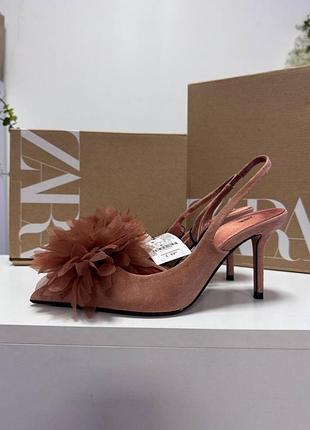 Туфлі слінгбеки zara натуральний замш