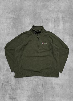 Фліс berghaus оригінал зелена кофта бергхаус флісова куртка анорак на замку 1/4 хакі оливкова