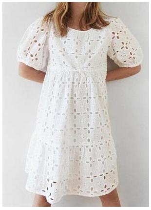 Белое платье zara (прошва, ботист)